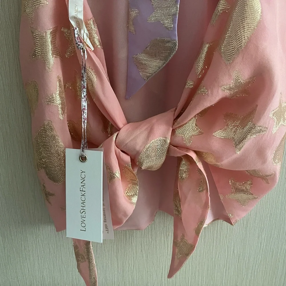 LoveShackFancy Boca Handkerchief Halter Top in color Sunset Orange Ombré sz M - Picture 11 of 16